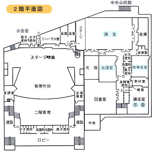 公会堂2階平面図